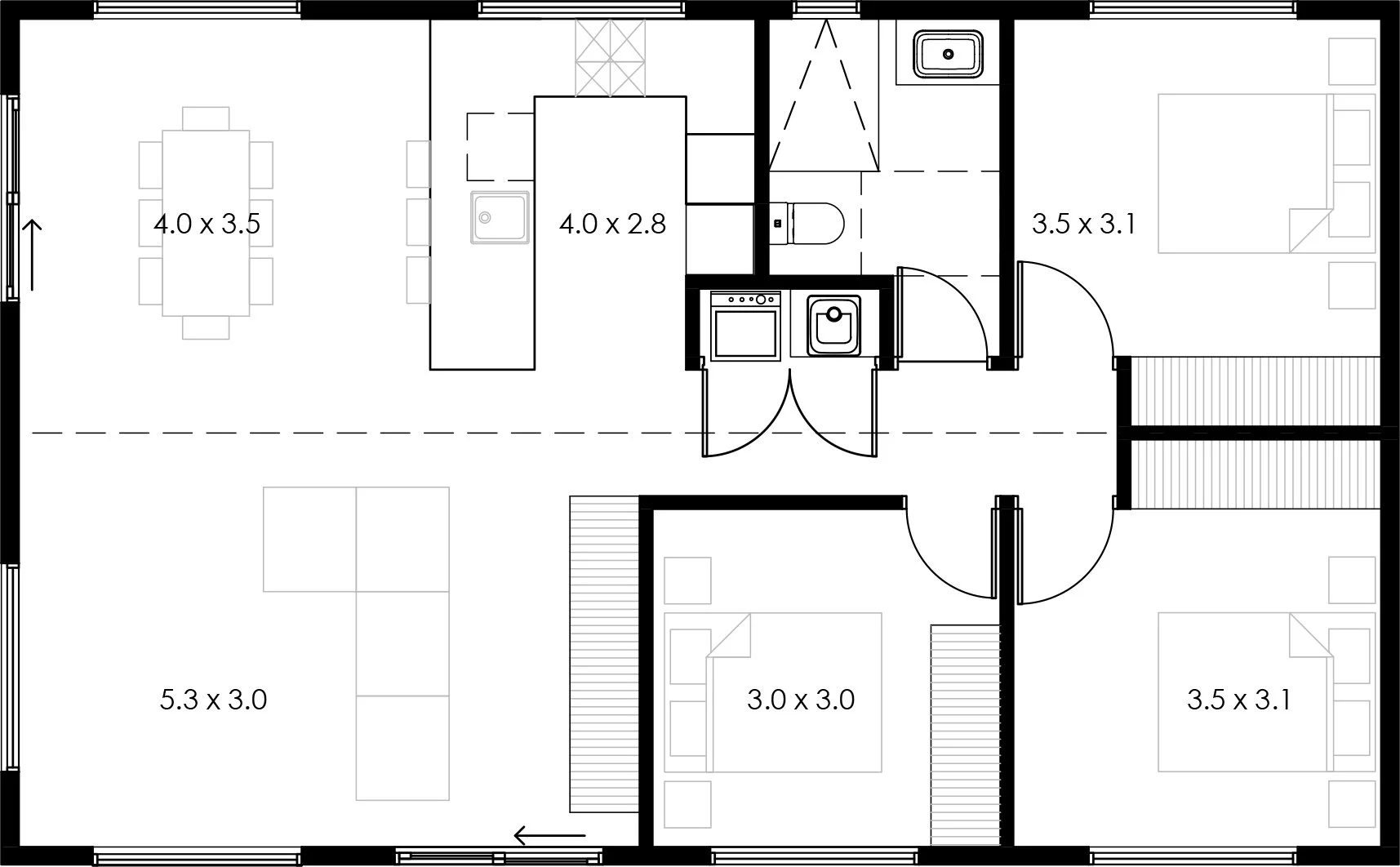 Floor plan for the Hinton 90 square metre design