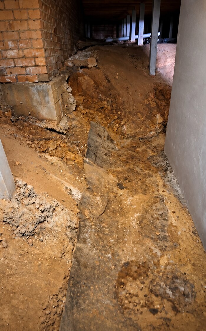 Under-house foundations before restumping and blockwork