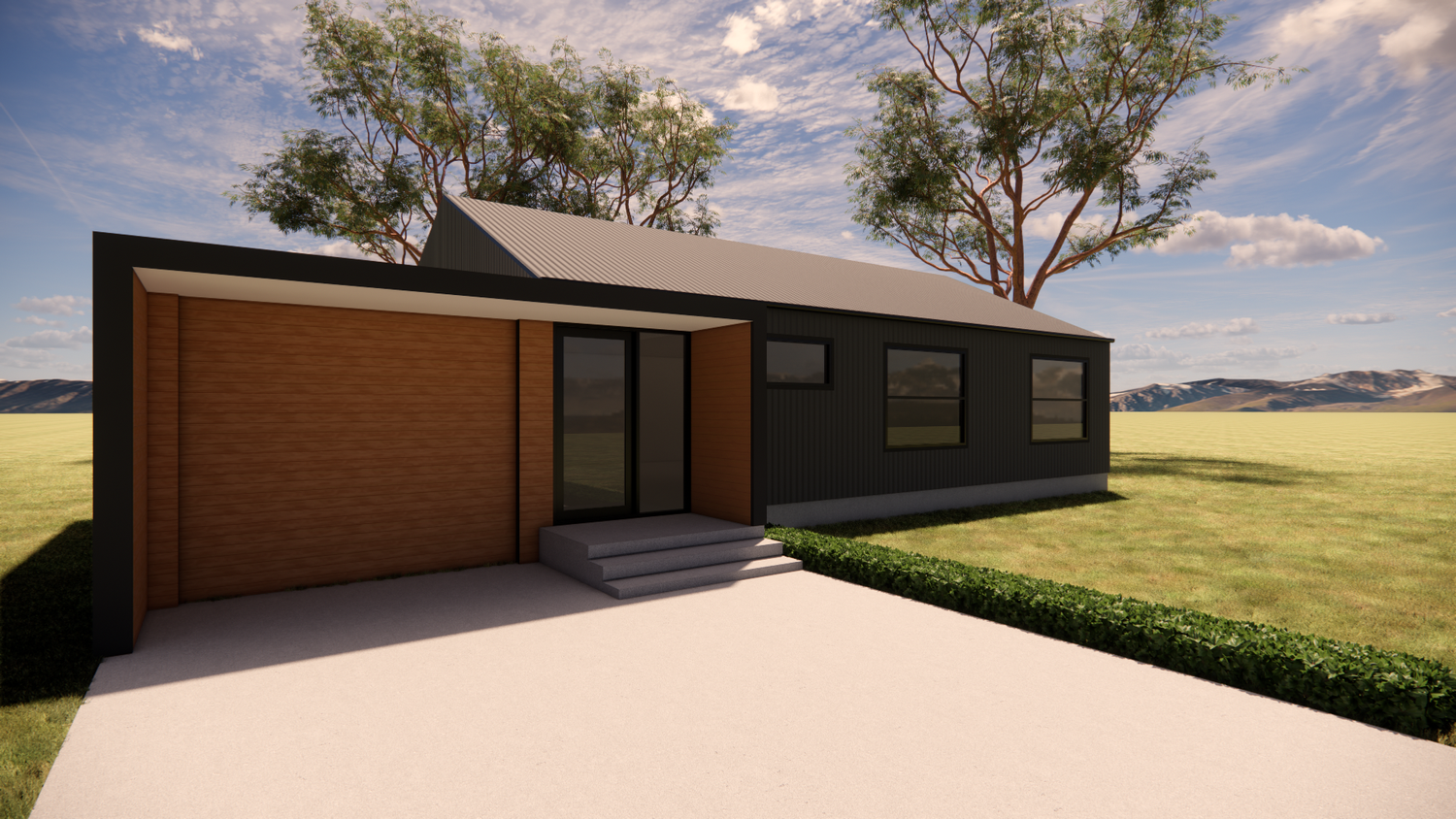 Rendering of Hinton’s 120 square metre home with a single garage
